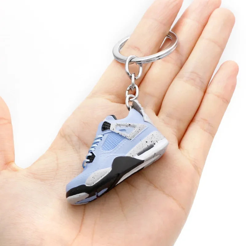 Aj4 white cement blue keychain 3D stereo sneakers