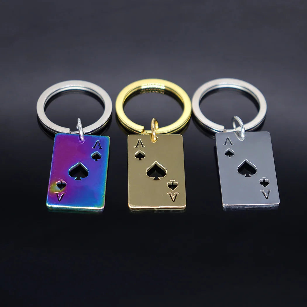 Stainless steel poker Spades A pendant keychain