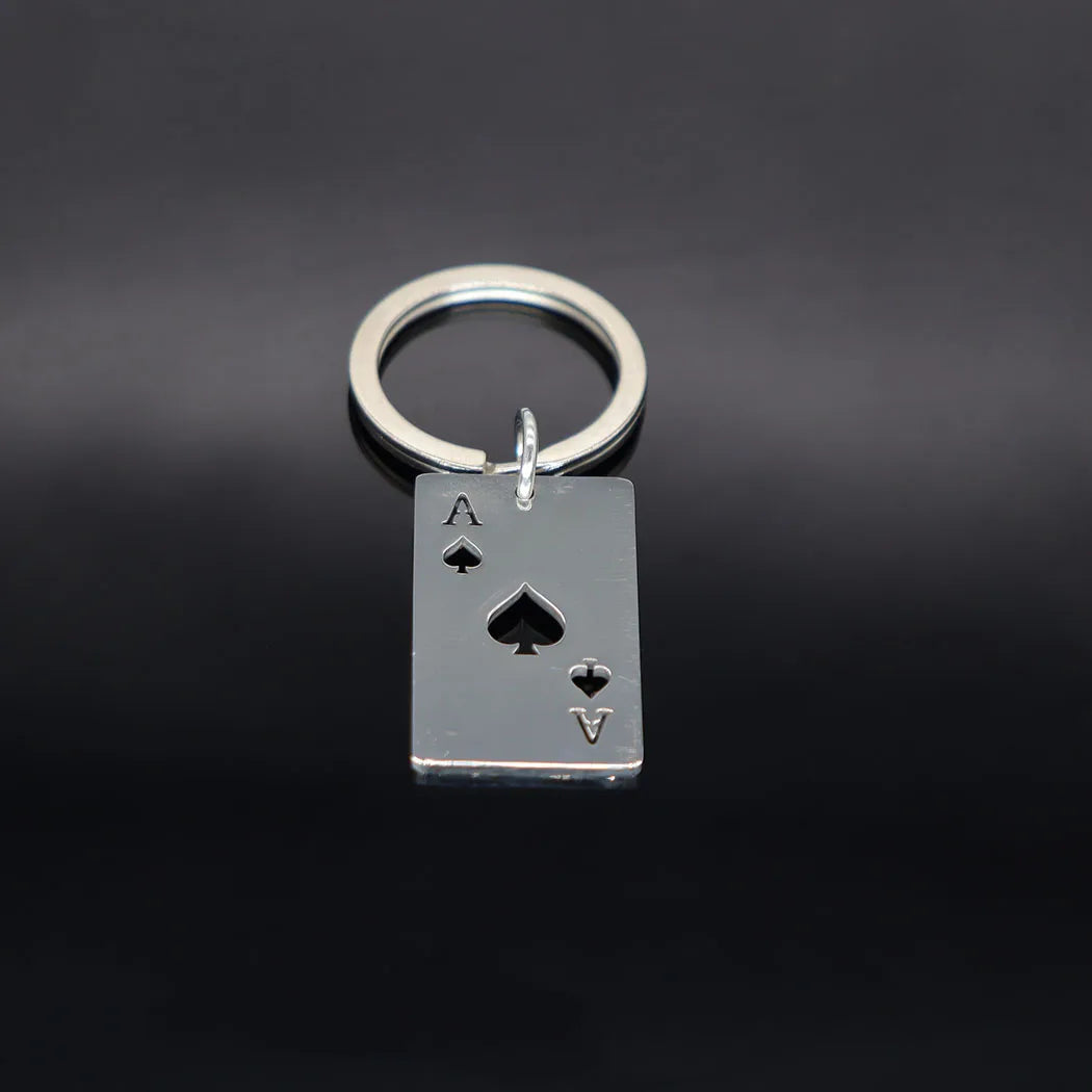 Stainless steel poker Spades A pendant keychain