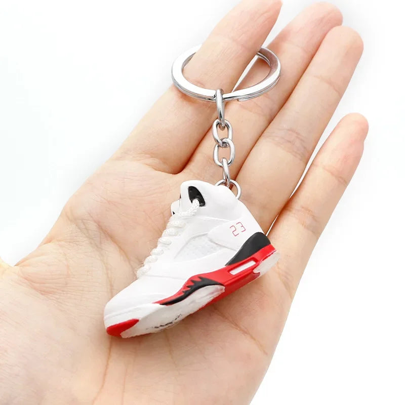 Aj4 white cement blue keychain 3D stereo sneakers