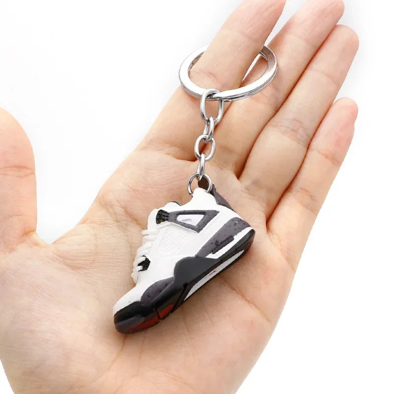 Aj4 white cement blue keychain 3D stereo sneakers