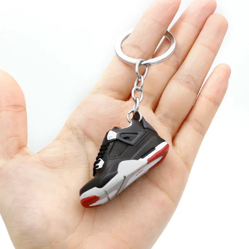 Aj4 white cement blue keychain 3D stereo sneakers