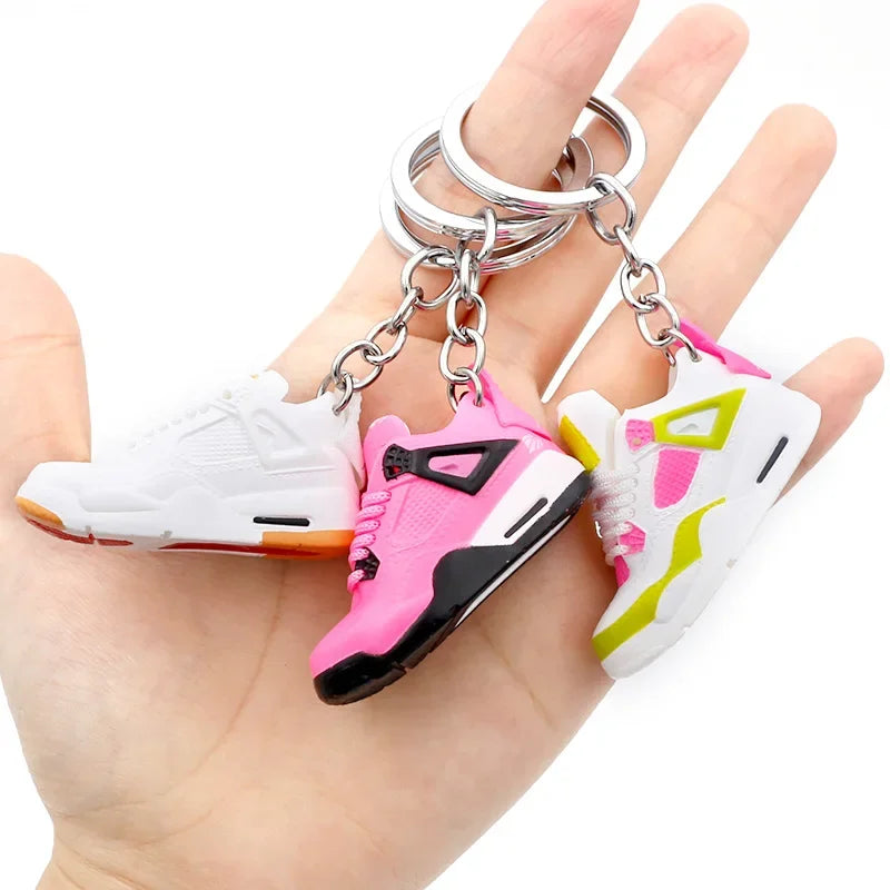 Aj4 white cement blue keychain 3D stereo sneakers