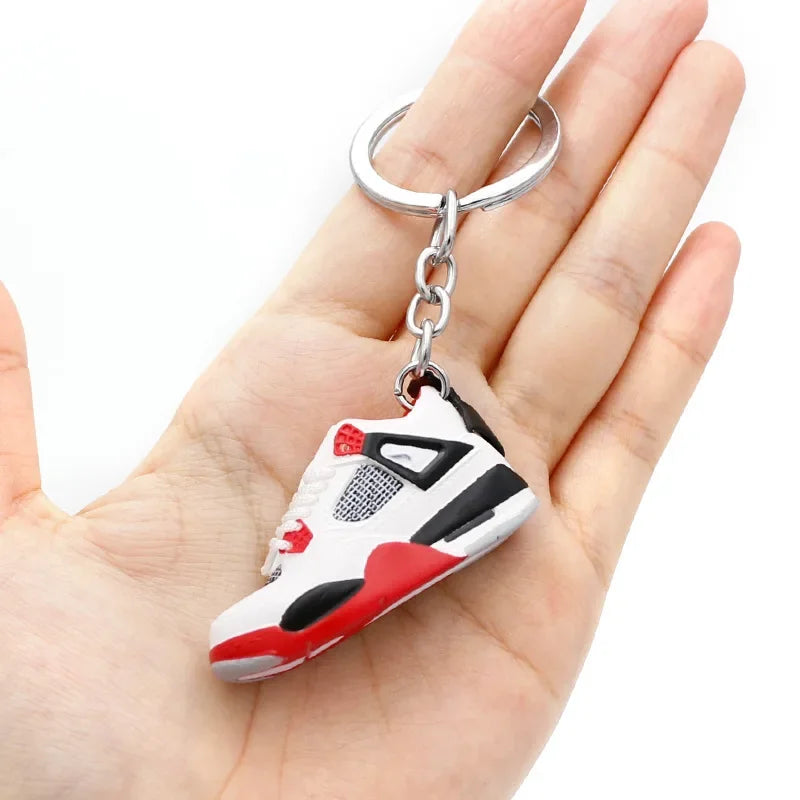 Aj4 white cement blue keychain 3D stereo sneakers