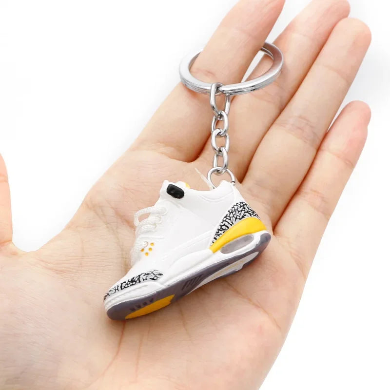 Aj4 white cement blue keychain 3D stereo sneakers