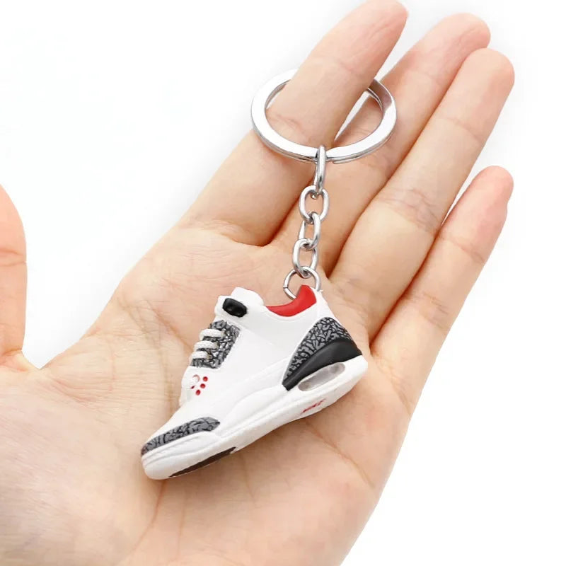 Aj4 white cement blue keychain 3D stereo sneakers