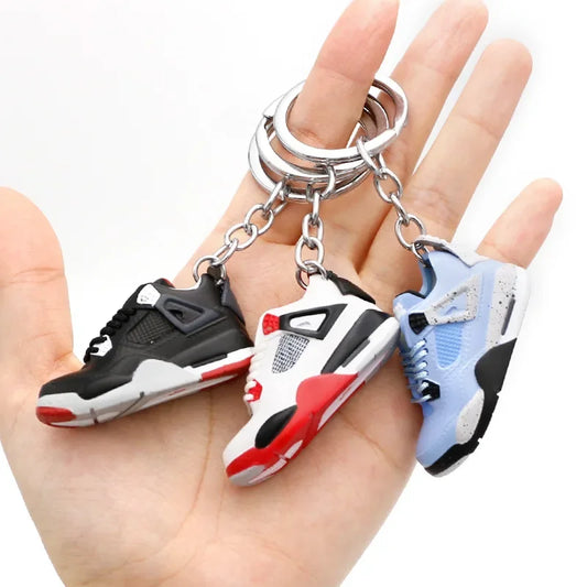 Aj4 white cement blue keychain 3D stereo sneakers