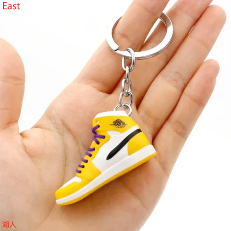 Aj4 white cement blue keychain 3D stereo sneakers